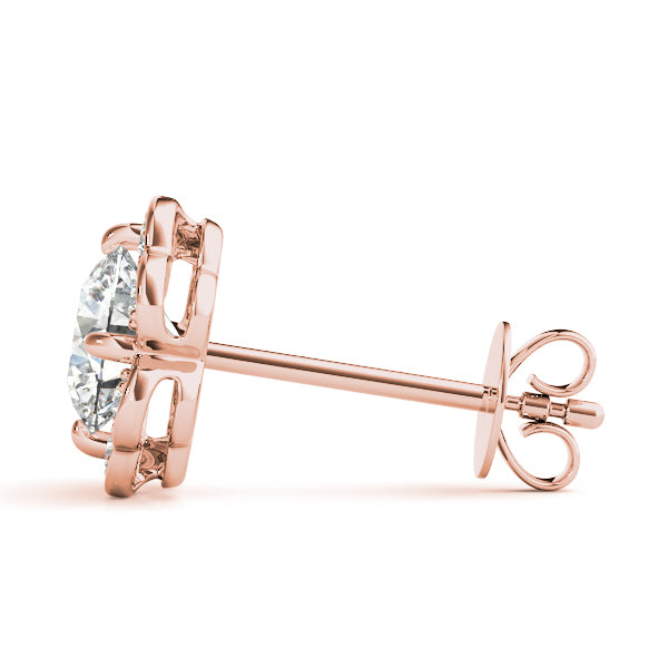 14K Rose Gold 1/2 ct tw Halo Diamond Earring