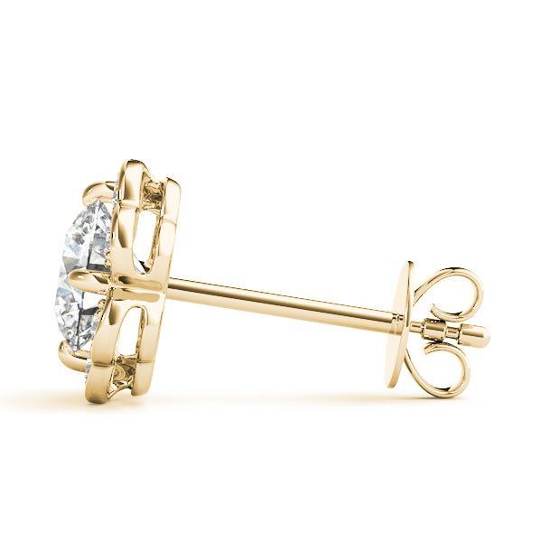 18K Yellow Gold 1/2 ct tw Halo Diamond Earring
