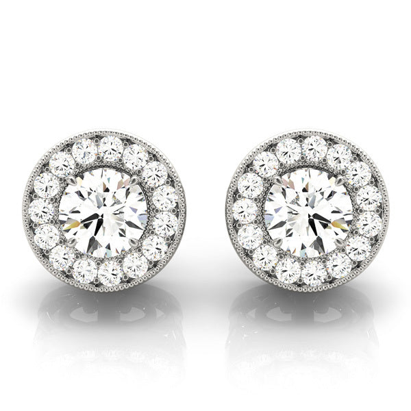 Round Diamond Halo Earring Set
