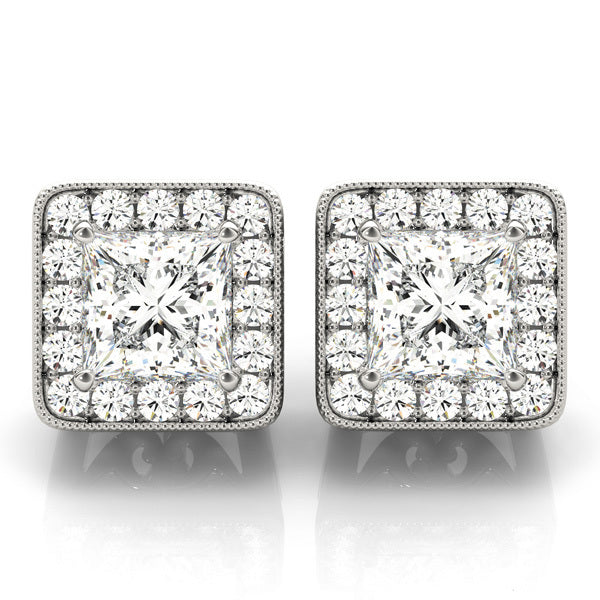 14K White Gold 1/2 ct tw Halo Diamond Earring