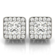 Round Diamond Halo Stud Earrings