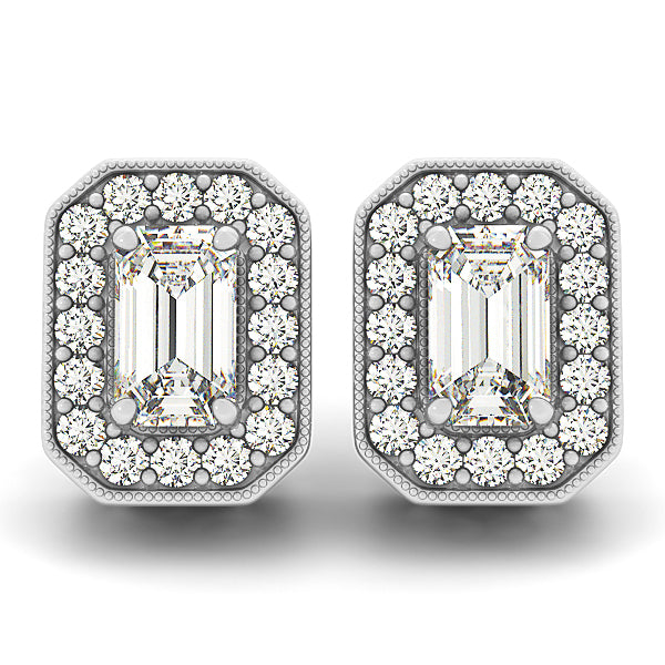 Platinum 1/2 ct tw Halo Diamond Earring