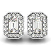 14K White Gold Round Diamond Halo Earrings