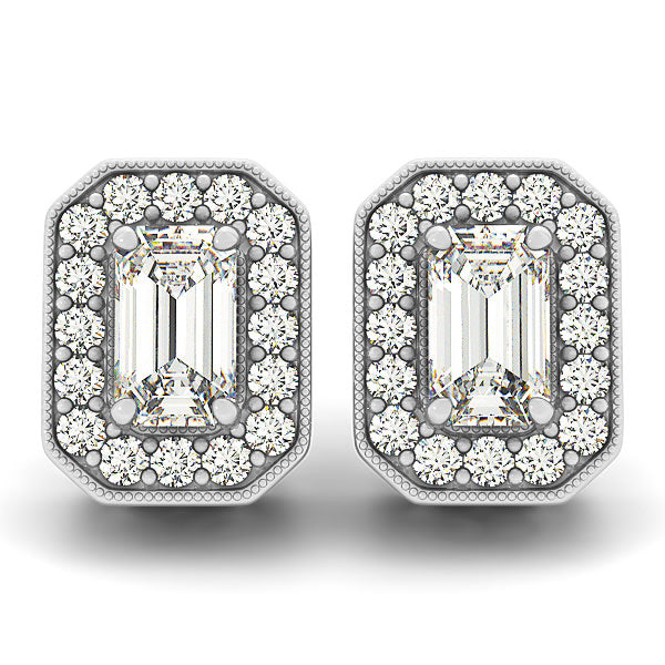 14K White Gold 1/2 ct tw Halo Diamond Earring