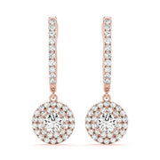 18K Rose Gold 1 1/3 ct tw Halo Diamond Earring