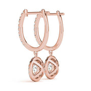 14K Rose Gold 1 1/3 ct tw Halo Diamond Earring