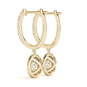 18K Yellow Gold 1 1/3 ct tw Halo Diamond Earring