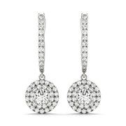 Platinum 1 1/3 ct tw Halo Diamond Earring