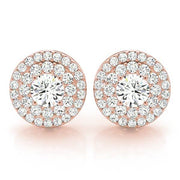14K Rose Gold Diamond Halo Stud Earrings