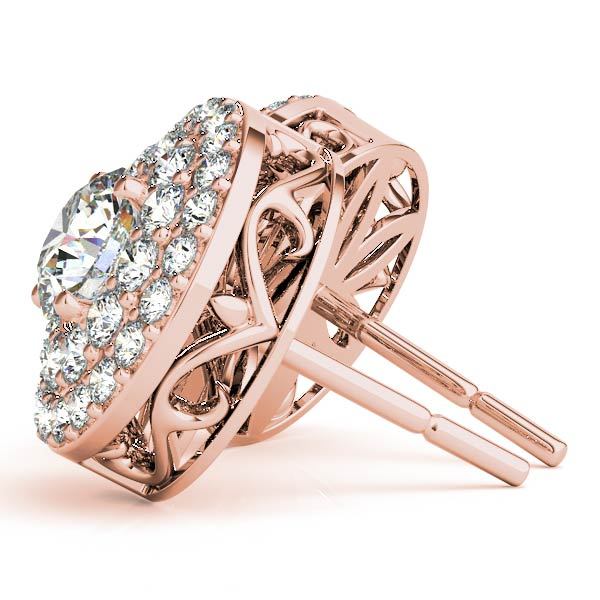 18K Rose Gold 1 ct tw Halo Diamond Earring