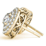 18K Yellow Gold 1 ct tw Halo Diamond Earring