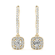 18K Yellow Gold 1 1/2 ct tw Halo Diamond Earring
