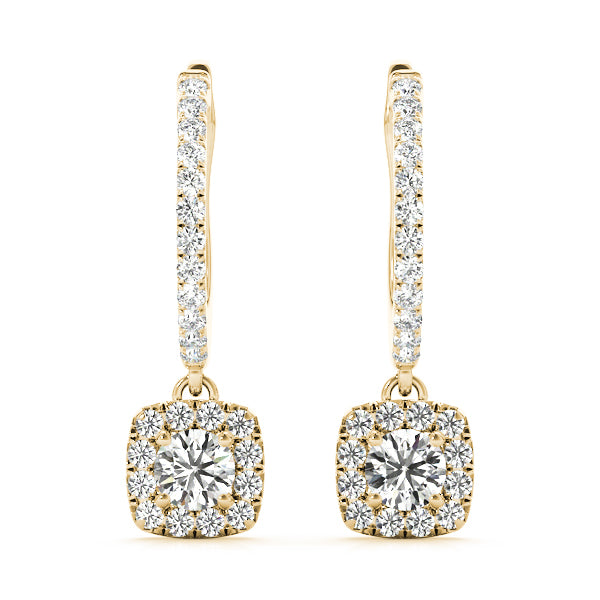18K Yellow Gold 1 1/2 ct tw Halo Diamond Earring