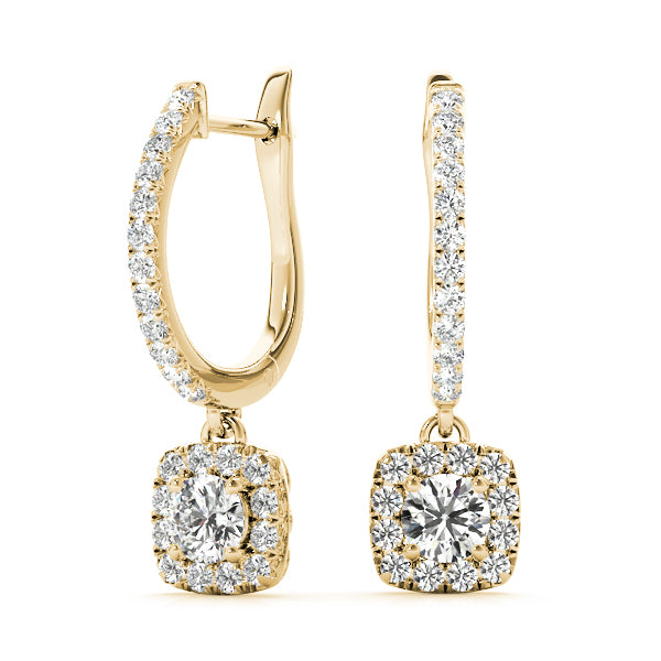 18K Yellow Gold 1 1/2 ct tw Halo Diamond Earring
