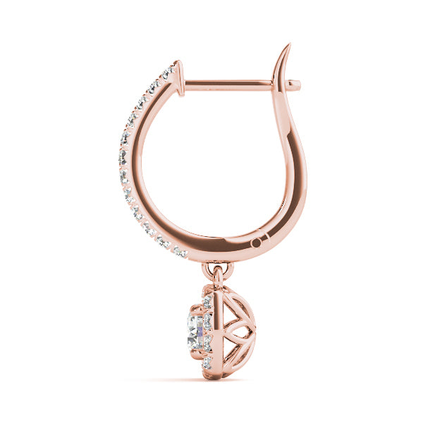 18K Rose Gold 1 1/2 ct tw Halo Diamond Earring