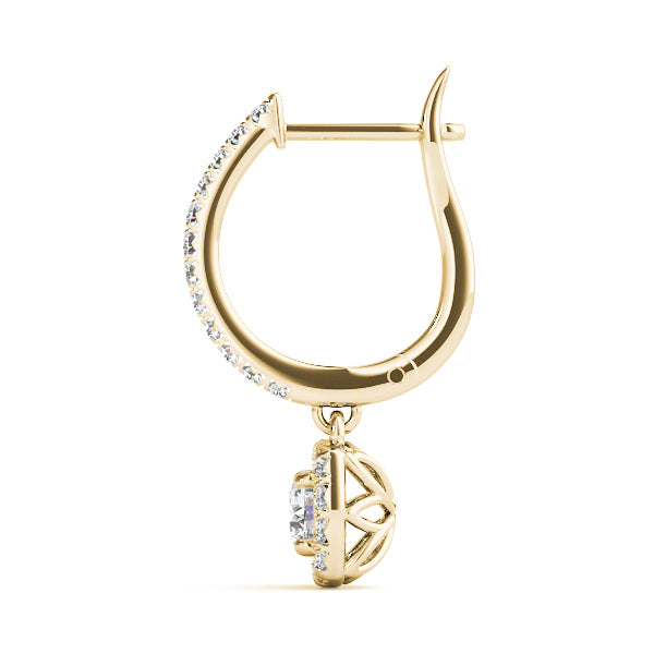 18K Yellow Gold 1 1/2 ct tw Halo Diamond Earring