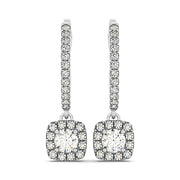 18K White Gold 1 1/2 ct tw Halo Diamond Earring
