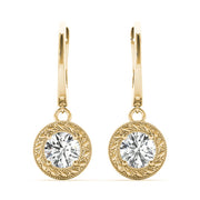 14K Yellow Gold 1/2 CT Round Diamond Stud Earrings