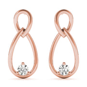 14K Rose Gold Diamond Solitaire Stud Earrings