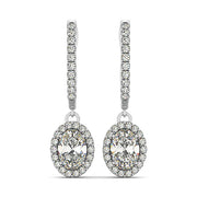 Round Diamond Halo Earrings with 34 Stones