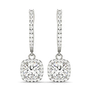 14K White Gold Round Diamond Halo Earrings