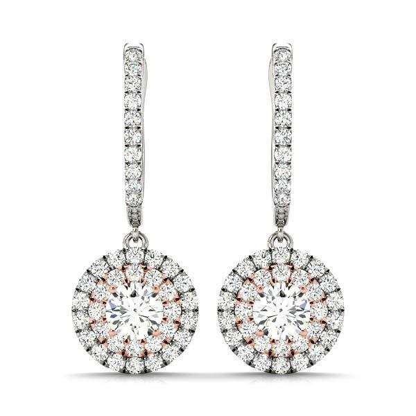 18K Rose Gold 7/8 ct tw Halo Diamond Earring