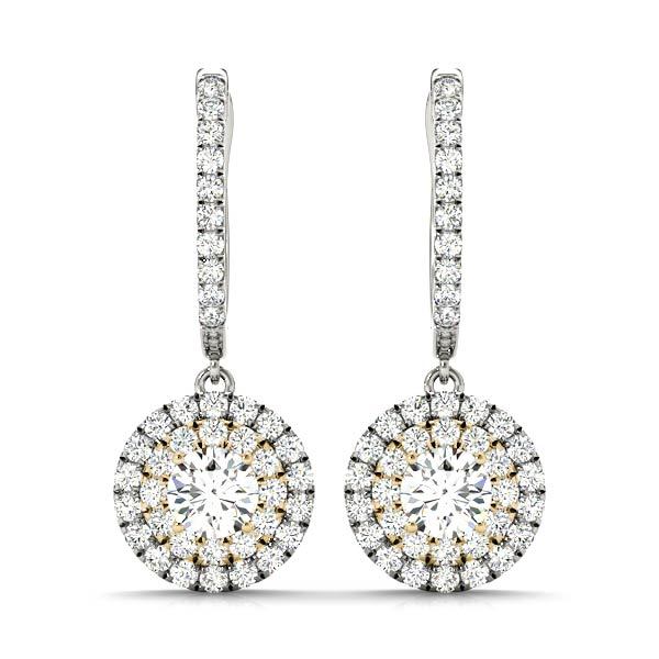 14K Yellow Gold 7/8 ct tw Halo Diamond Earring