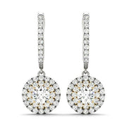 14K Yellow Gold Round Diamond Halo Earrings