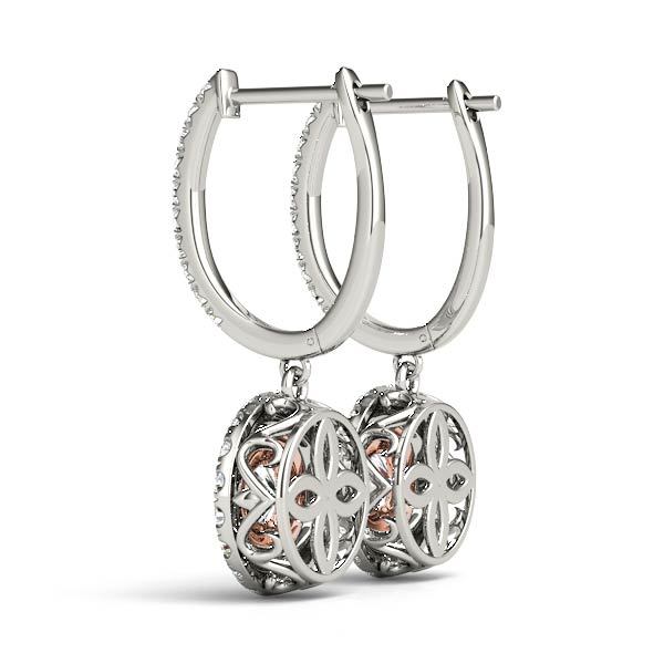 14K Rose Gold 7/8 ct tw Halo Diamond Earring
