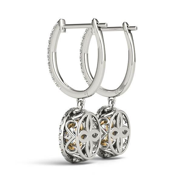 14K Yellow Gold 7/8 ct tw Halo Diamond Earring