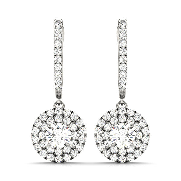 Round Diamond Halo Earring Set