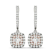 14K Rose Gold 7/8 ct tw Halo Diamond Earring