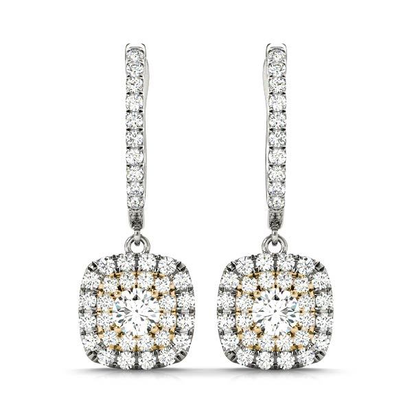 18K Yellow Gold 7/8 ct tw Halo Diamond Earring