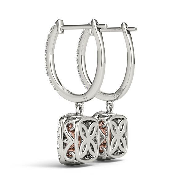 14K Rose Gold 7/8 ct tw Halo Diamond Earring