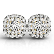 14K Yellow Gold Diamond Halo Stud Earrings