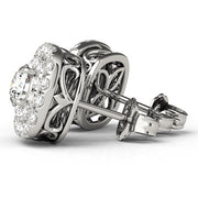 18K Rose Gold 3/4 ct tw Halo Diamond Earring