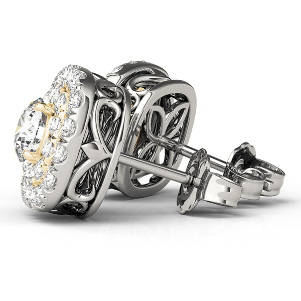 14K Yellow Gold 3/4 ct tw Halo Diamond Earring