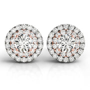 18K Rose Gold 3/4 ct tw Halo Diamond Earring