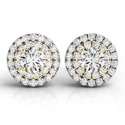 14K Yellow Gold Round Diamond Halo Earrings