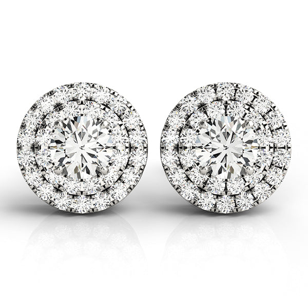 14K White Gold 3/4 ct tw Halo Diamond Earring