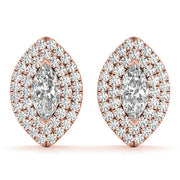 14K Rose Gold 1 1/3 ct tw Halo Diamond Earring