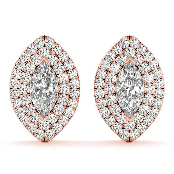 14K Rose Gold 1 1/3 ct tw Halo Diamond Earring