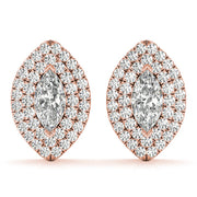 14K Rose Gold 1 1/3 ct tw Halo Diamond Earring