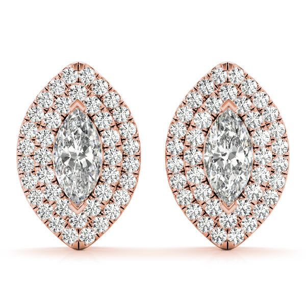 14K Rose Gold 1 1/3 ct tw Halo Diamond Earring