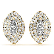 18K Yellow Gold 1 1/3 ct tw Halo Diamond Earring