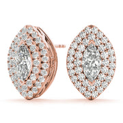18K Rose Gold 1 1/3 ct tw Halo Diamond Earring