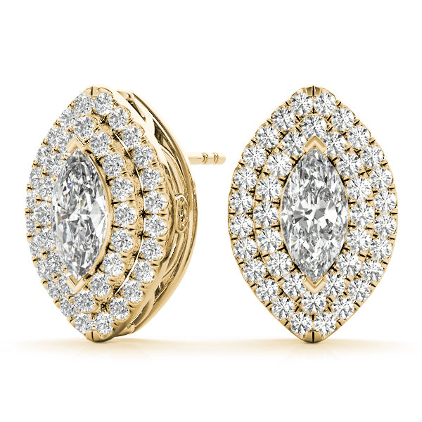 18K Yellow Gold 1 1/3 ct tw Halo Diamond Earring