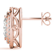 18K Rose Gold 1 1/3 ct tw Halo Diamond Earring