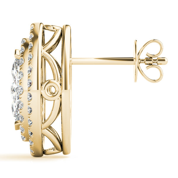 18K Yellow Gold 1 1/3 ct tw Halo Diamond Earring