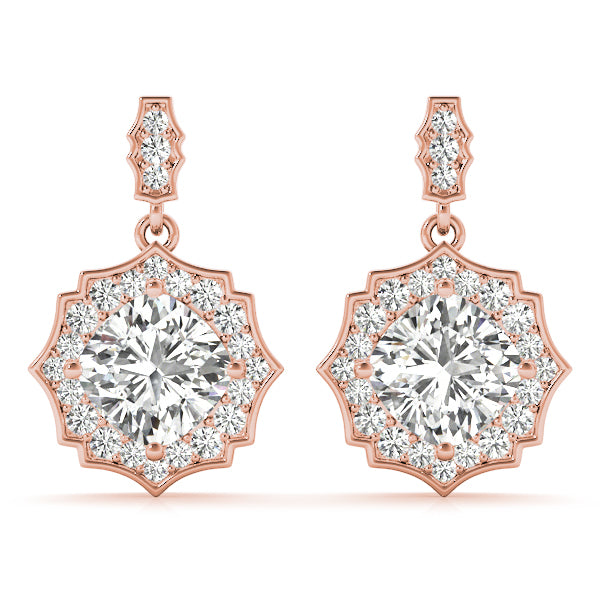 14K Rose Gold 5/8 ct tw Halo Diamond Earring